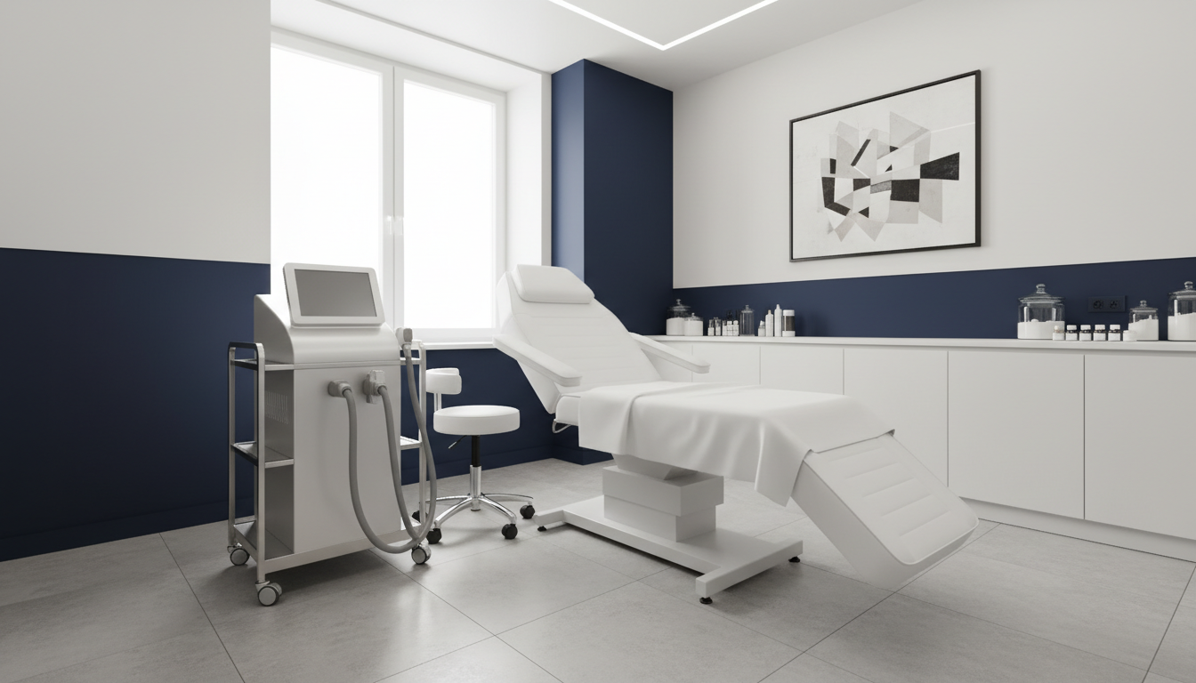 Laser machine in a modern aesthetic clinic treatment room